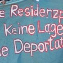 picture of demonstration banner against lager and deportation