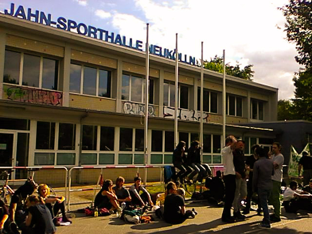 Jahnsporthalle Flüchtlingsprotest