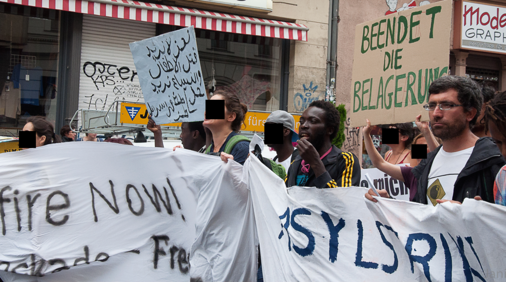 demonstration in solidarity with palestinian refugees by Berlin refugee movement