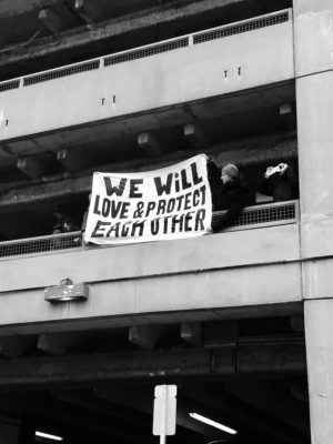 Protest against Trump's immigrant ban JFK Terminal 4 in New York