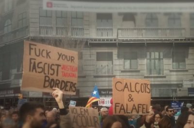 Protest March for refugees in Barcelona 18th of February 2017