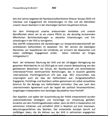 picture of the press release of the neighnourhood initiative 'NIO'